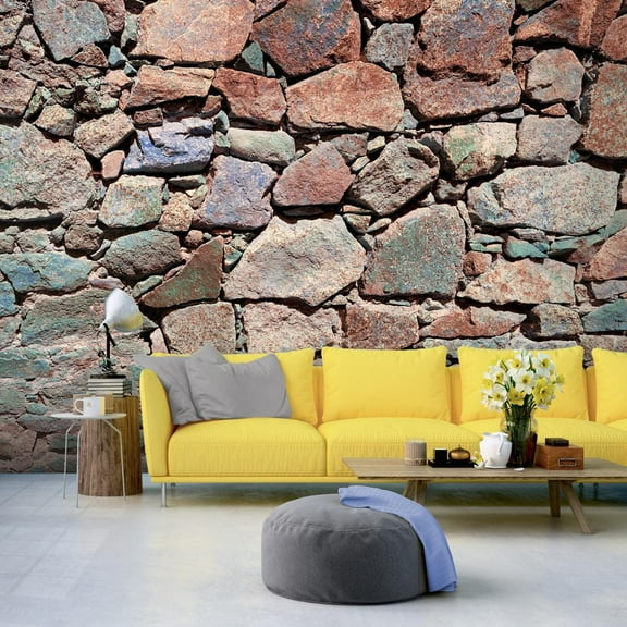 Tiptophomedecor Peel and Stick Wallpaper Wall Mural - Old Stone Castle Wall - Removable Wall Decals