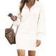 thumbnail image 5 of Suéter de mujer europeo y americano Suéter de mujer de largo medio Vestido de suéter de mujer Vestido largo de punto de color sólido con mangas abullonadas y solapa, 5 of 6