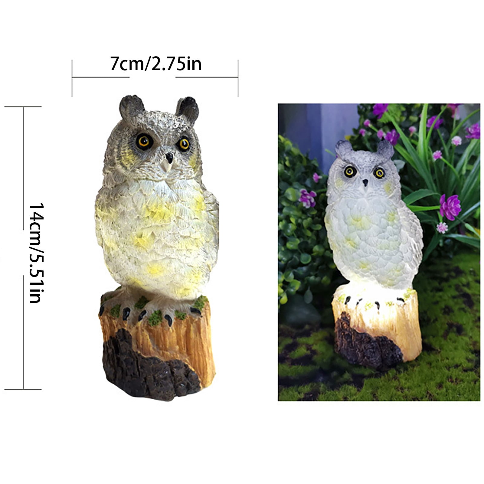 Solar Powered Garden Owl Decor, Waterproof Cute Animal Outdoor Figurine Lights Ornament, Statue Decor, with LED Lights Resin Yard Ornament for Garden Terrace Landscaping