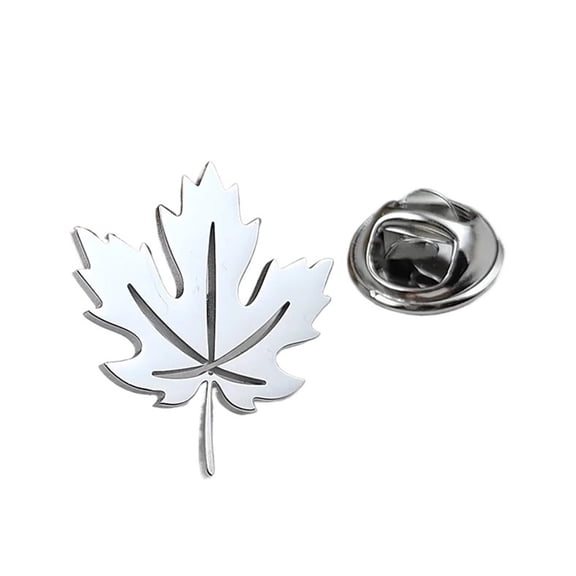Maple Leaf Collar Pin Brooch 3pcs Maple Leaf Men's Lapel Pin, 316L Stainless Steel Gold-plated Badge, Black Brooch For Suit Accessories, Gift For Father