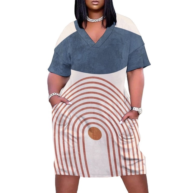 Mid century modern Loose Pocket Dress Women's summer skirt african dresses for woman