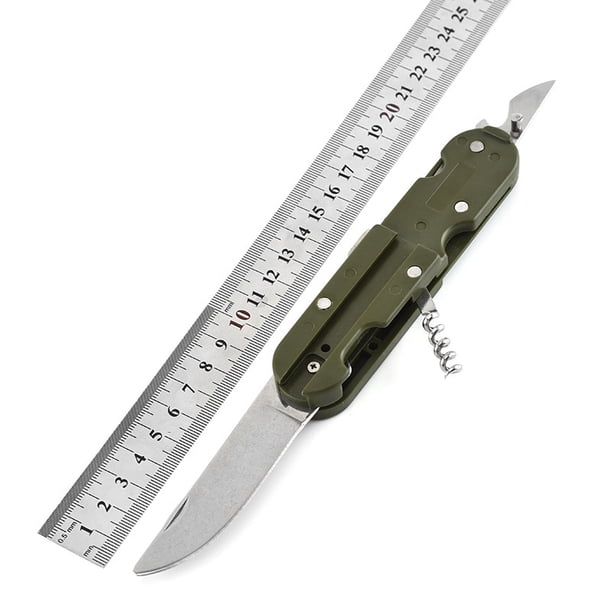 Cubiertos Plegables Camping 4 En 1 - Acero Inoxidable, Incluye Cuchillo, Tenedor, Cuchara Y Abrebotellas