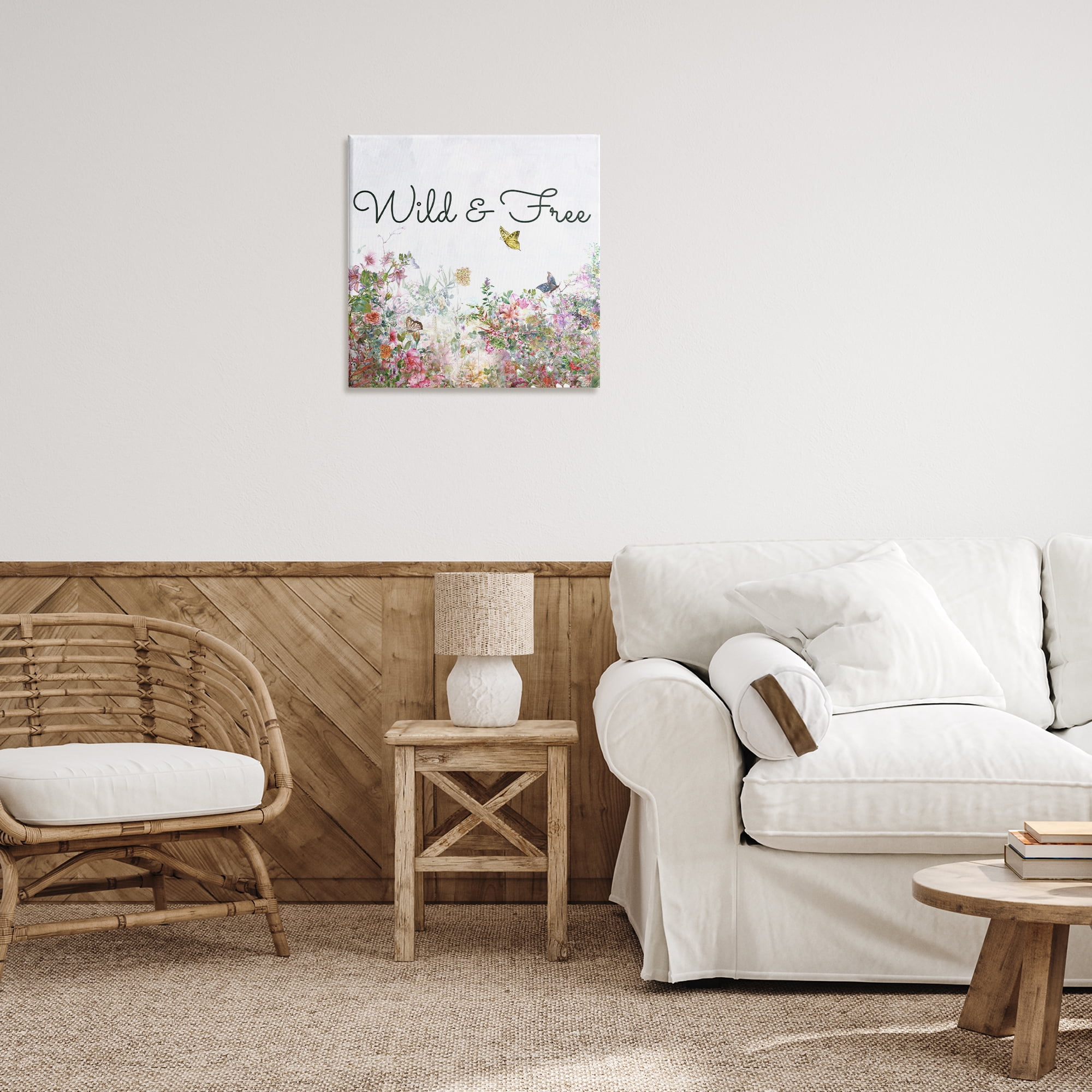 Stupell Industries Wild & Free Butterflies Landscape & Nature Painting Wrapped Canvas Art Print Wall Art, 24 x 24