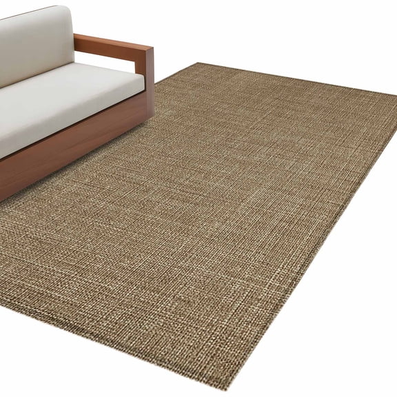 Hallway Runner Rugs 2.7x5 Ft, Vintage Brown Non Slip Area Rugs for Kitchen Bedroom Entryway, Farmhouse Retro Dark Solid Color Linen Texture Washable Carpet Runner Rug Floor Mats for Bedroom