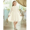 thumbnail image 4 of Oudiya Girls Swiss Dot Dresses Flared Sleeve Ruffle Collar Casual Party Dresses for Kids 5-13Y, 4 of 7