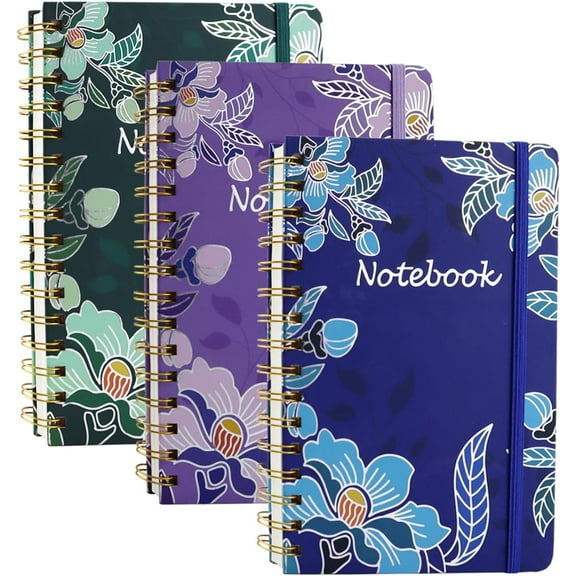 3 Pack Hardcover Spiral Notebook Journal for Women,A5 College Ruled Notebooks with Pocket,8.5"x 5.7",160 Pages,Cute Journals for Daily Study or Work