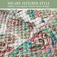 thumbnail image 5 of Elegant Comfort 3-Piece Quilted Bedspread Set, Reversible Floral Paisley Design, Ultra Soft All-Season Coverlet with Pillow Shams, Heavyweight Quilt, California King, Aqua, 5 of 5