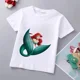 thumbnail image 3 of Camiseta de algodón con estampado de princesa sirena de Disney para niñas, ropa para bebés de princesa Ariel, top de dibujos animados para niños de 1 a 9 años, cumpleaños para niños, 3 of 5