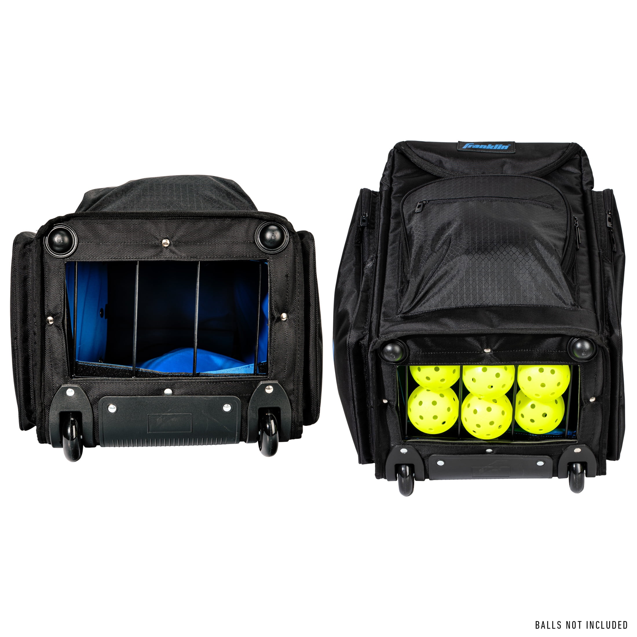 Franklin Sports Portable Pickleball Hopper Bag + Caddy - Pickleball Ball Retriever + Storage Bag - 100 Ball Rolling Hopper Basket for Pickleballs - Pickleball Training Equipment + Accessory