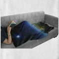 thumbnail image 6 of Earth Soft Flannel Fleece Throw Blanket, North America Continent on Globe Earth Galaxy Milky Way Realistic View, Cozy Plush for Indoor and Outdoor Use, 50" x 70", Indigo Pale Blue Green, by Ambesonne, 6 of 6