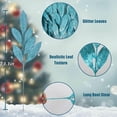 thumbnail image 2 of 20Pcs Christmas Glitter Leaves Bay Leaves Spray,13.1In Blue Winter Floral Stems for Christmas Tree,Artificial Christmas Spray Picks for Tree,Wreath,Holiday Decor, 2 of 6