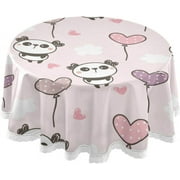SKYSONIC Panda Round Tablecloth,Washable Oil Proof Table Cover for Kitchen Holiday Party Wedding Picnic Decoration