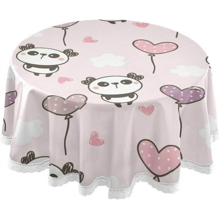 SKYSONIC Panda Round Tablecloth,Washable Oil Proof Table Cover for Kitchen Holiday Party Wedding Picnic Decoration