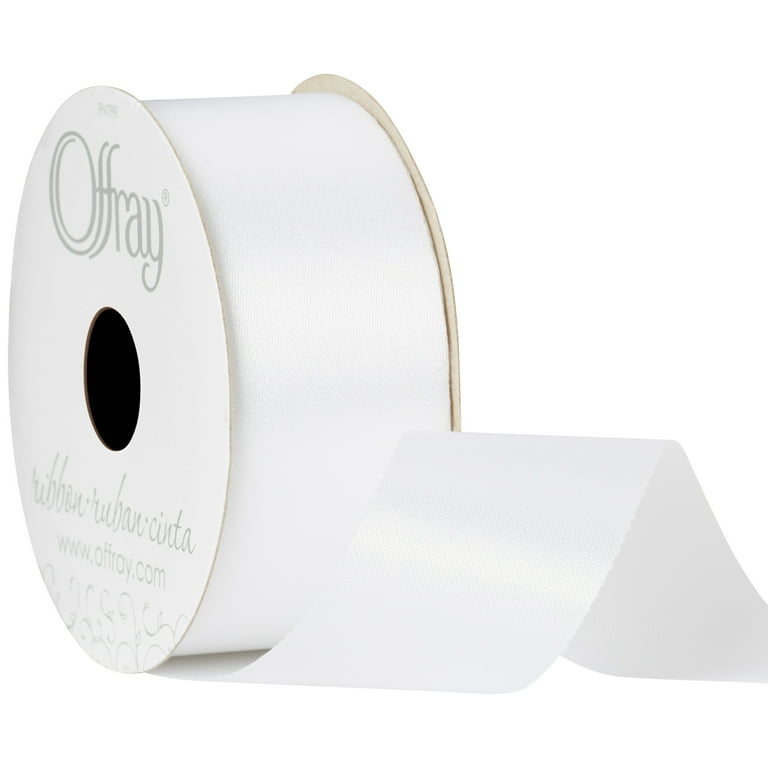 Offray Ribbon, White 1 1/2 inch Acetate Polyester Outdoor Offray Ribbon, White 1 1/2 inch Acetate Polyester Outdoor