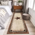 thumbnail image 4 of Western Star Brown 2'x6' Runner Rugs for Hallway Kitchen Bedside Non Slip, Texas Stars Retro Farmhouse Buffalo Plaid Entryway Rug Runners with Rubber Backing, Long Carpet Runner for Laundry Room, 4 of 8
