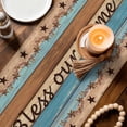 thumbnail image 3 of Western Texas Star Retro Table Runner - 70 Inch Long Country Farmhouse Light Blue Brown Wooden Cotton and Linen Blended Dress Scarves Farmhouse Table Runner for Kitchen Dining, Coffee Table, 13"x70", 3 of 8