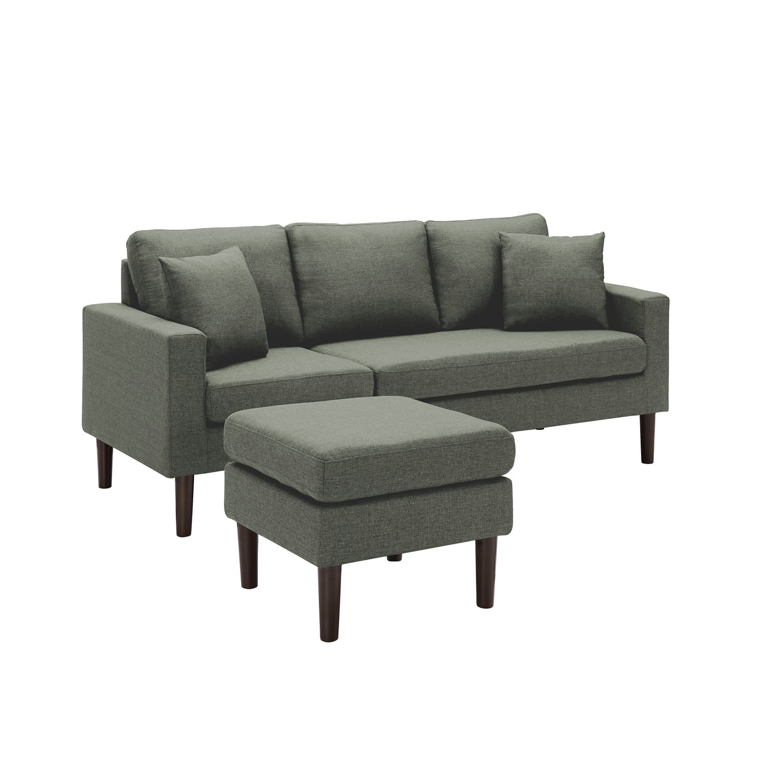 Kadyn 72" Sectional Sofa, L-Shaped Sofa with 2 Pillows, Fabric 3-Seat Sofa for Living Room, Dark Grey