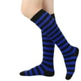 thumbnail image 2 of KDDYLITQ Christmas Socks for Women Striped Patterned Calf Socks Knee High Fun Holiday Socks Royal Blue One Size, 2 of 3