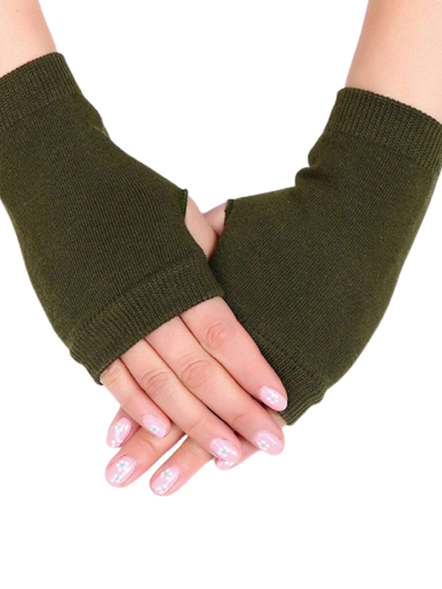 Men Women Hand Wrist Warmer Winter Knit Fingerless Gloves Mitten w/Thumb Flap 