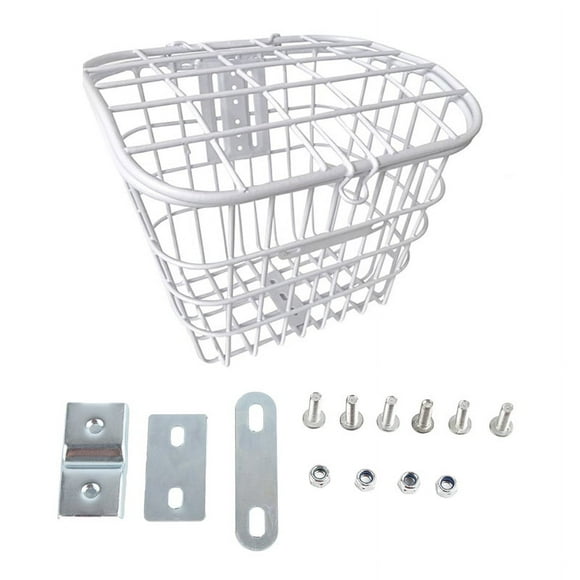 Bike Basket Front Bicycle Basket Bike,Bike Storage Basket Detachable Large Space Metal Bike Frame Basket Bicycle Cargo Rack Bicycle Basket for Outdoor Mountain Bikes,White