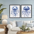 thumbnail image 2 of Funky Florals Toile Jellyfish 2 Piece Black Framed Floater Canvas Set, design by Lettered and Lined, 2 of 9
