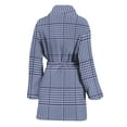 thumbnail image 2 of Blue Prince Of Wales Check Women Bathrobe One Size Univeral Fits, Checkered Caro Plaid Tartan Fashion Lightweight Plush Fleece Long Robe For Women, 2 of 3