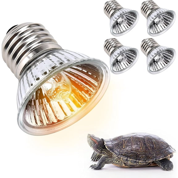 50W UVA UVB Reptile Heat Lamp, 4 Pack Heat Lamp Light Bulbs for Reptiles, Amphibian Basking Lights, Terrariums and Cages,Works with Various Lamp Fixtures, for Bearded Dragon, Lizard, Gecko,Turtle