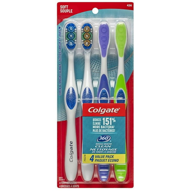 Colgate 360 Toothbrush with Tongue and Cheek Cleaner, Soft