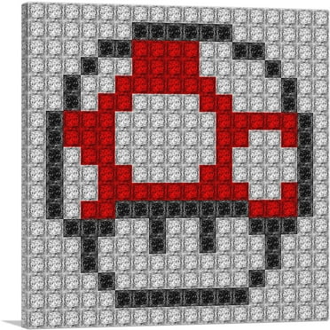 ARTCANVAS Super Mushroom Jewel Pixel Canvas Art Print - Size: 18" x 18" (0.75" Deep)