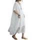 thumbnail image 5 of Vestido elegante de encaje floral para mujer, holgado, hasta media pantorrilla, cuello redondo y mangas cortas, 5 of 8