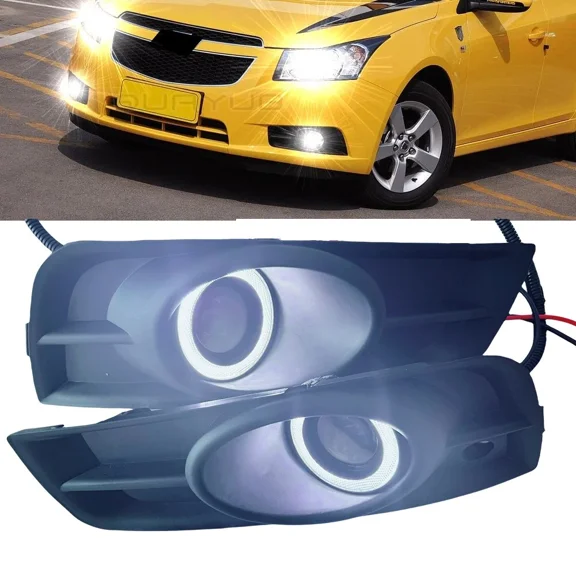 For 09-14 Chevrolet Cruze LED COB Fog Light Projector Halo Angel Eye Ring L & R