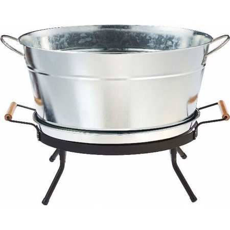 Tablecraft Beverage Tub Set  6 Gallon  Galvanized/Black