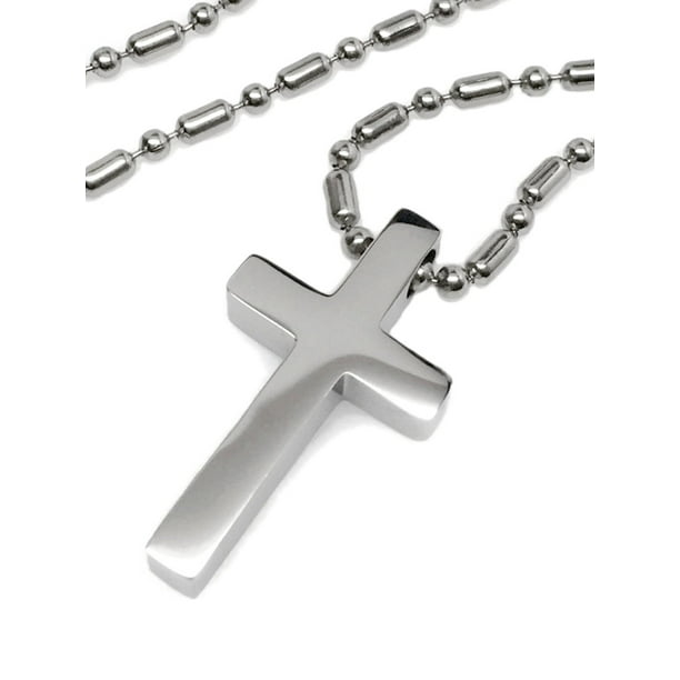 Loralyn Designs Mens Small Simple Stainless Steel Cross Religious