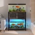 thumbnail image 3 of UVANIOHOM 20-29 Gallon Fish Tank Stand w/ Power Outlets, RGB LED Lights & Storage, Dark Oak, 3 of 13