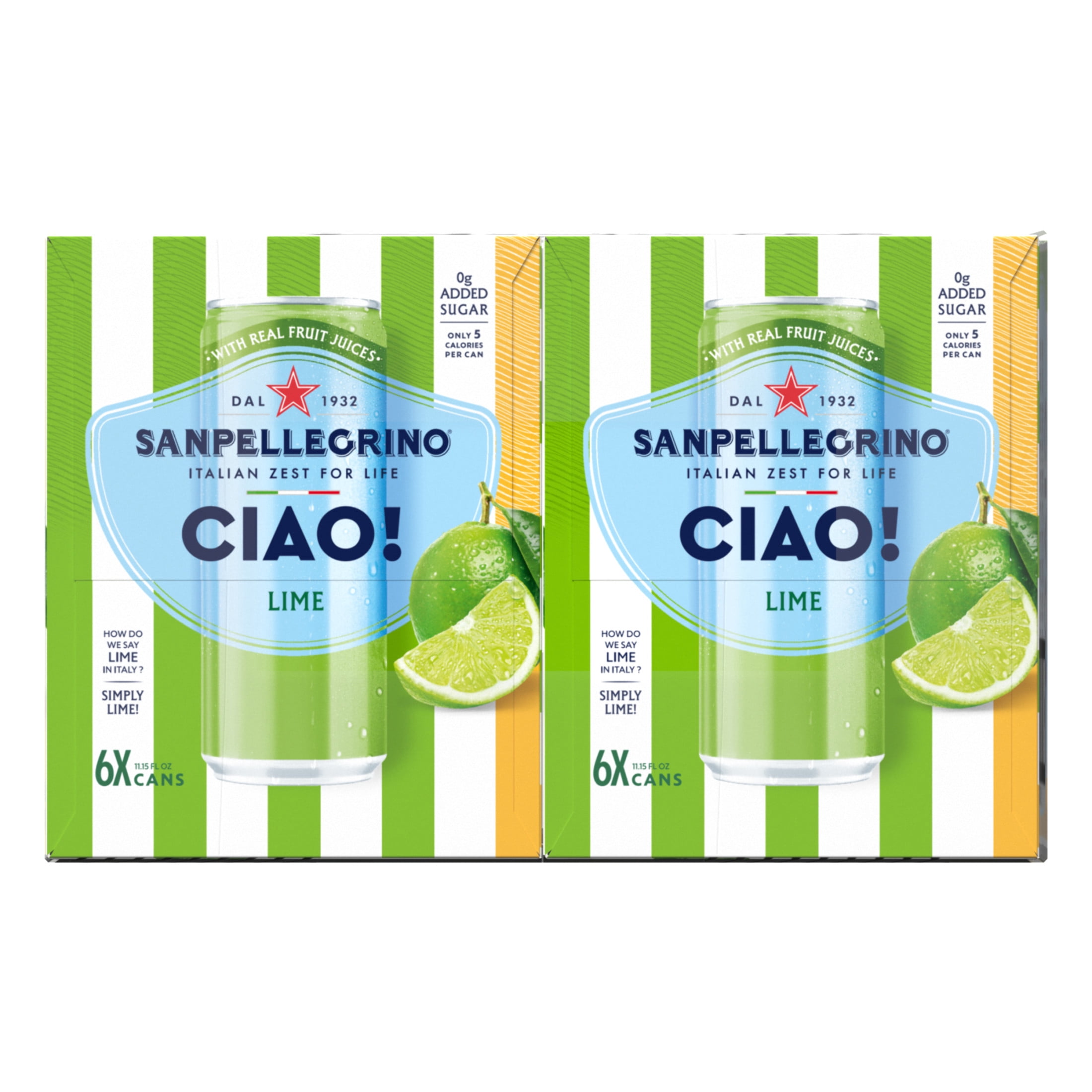 Sanpellegrino CIAO Lime Sparkling Flavored Water with Real Fruit Juices, 24-Pack