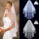 thumbnail image 1 of Velo de novia de tul corto Simple, de dos capas con peine velo de novia, blanco marfil, accesorios de boda, 1 of 3