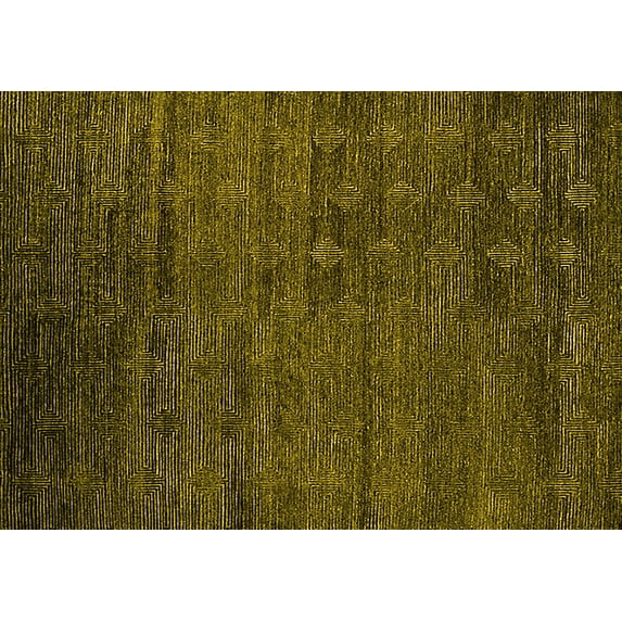 Ahgly Company Machine Washable Indoor Rectangle Solid Yellow Modern Area Rugs, 3' x 5'