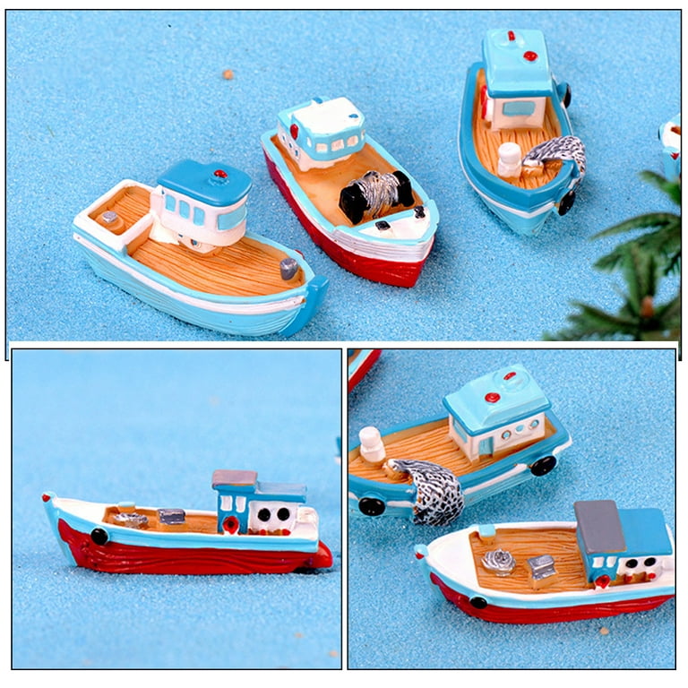 6Pcs Artistic Boat Models Mediterranean Resin Boat Crafts Nautical