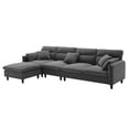 thumbnail image 3 of 110*62" Modern Convertible Sectional Sofa, L-shaped Reversible Couch Set with Free Pillows, 5 Seat Cloud Chenille Indoor Furniture with Ottoman for Living Room, Apartments (Gray), 3 of 11