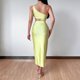 thumbnail image 5 of Vestido midi asimétrico con abertura en el muslo para mujer (verde, M), 5 of 5