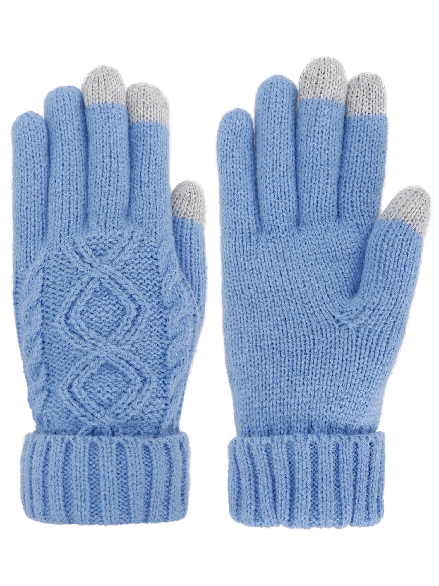3 Pairs Women Touch Screen Gloves Warm Fleece Lined Ski Glove Winter Knit Mittens