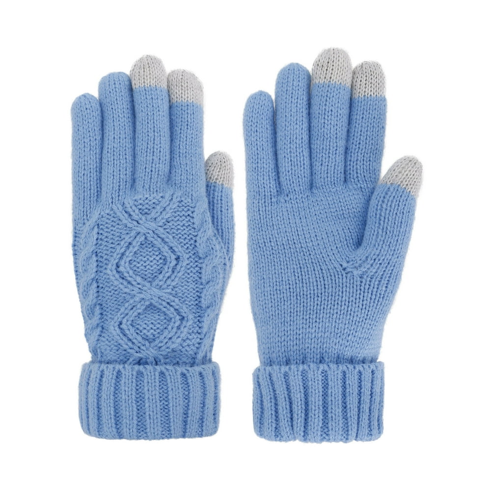 Simplicity Women's Cable Knit 3 Finger Touchscreen Sensitive Winter