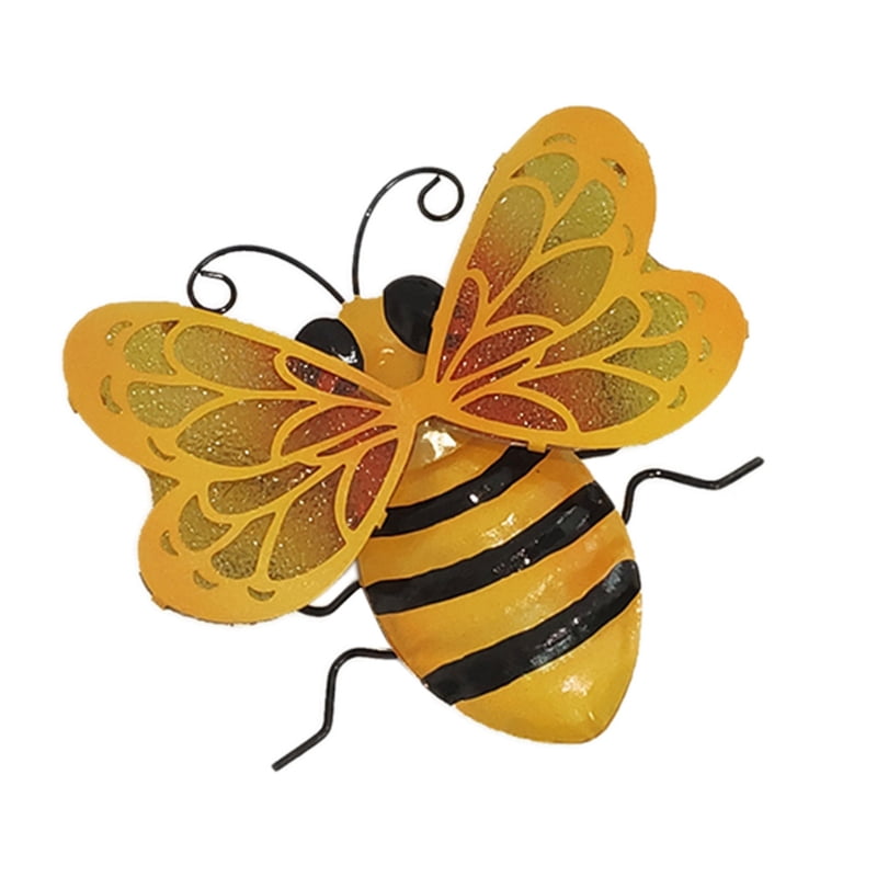 GENEMA Metal Bee Wall Decor Art 3D Wall Hanging Sculpture Statue Garden