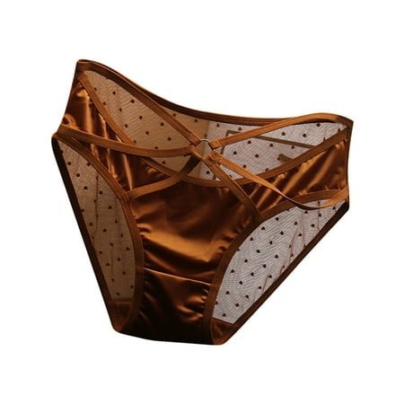 Yuhangmm Women s Panties Lace Underwear For Women Transparent Low Waisted Hollowed Out Pure Desire Oversized Crotch Triangle Pants Silk Smooth Satin Bottom Pants High Thigh Bikini Underwear for Women