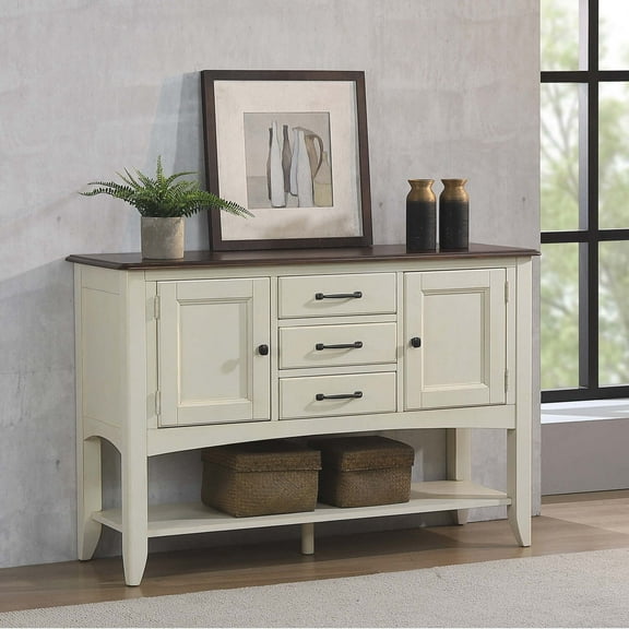 Art Deco Sideboard Buffet with Storage - 3 Drawers, 2 Cabinets, Display Shelf