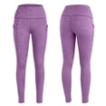 thumbnail image 5 of Twczz Girls Yoga Leggings with Pockets- Full Length Tummy Control High Waist Stretch Athletic Workout Pants Purple Size 12 Years, 5 of 9