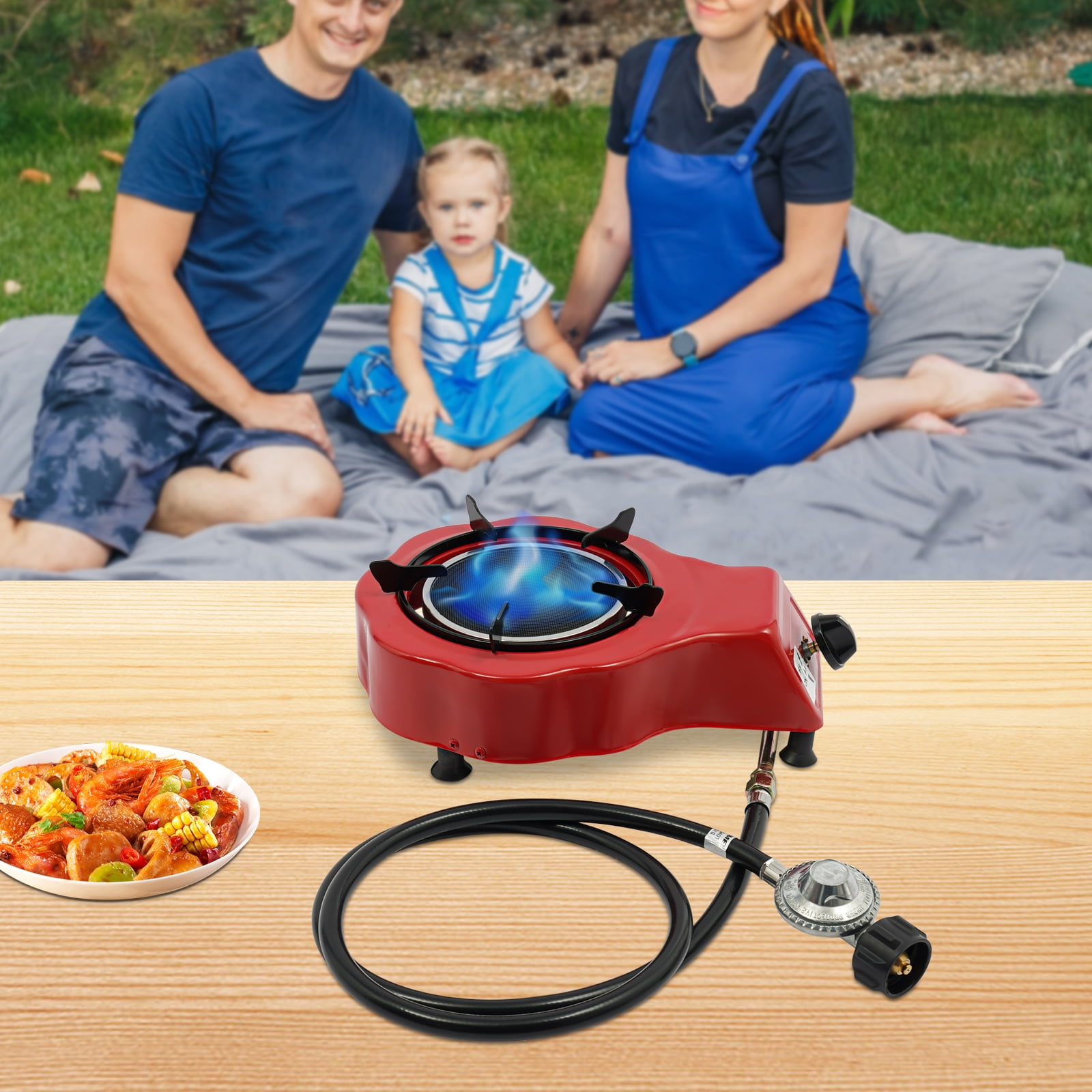 YIYIBYUS Single Burner Gas Stove, Portable Liquefied Petroleum Gas Stove, Outdoor Indoor Camping Stoves for Frying Pans, Pottery Pans, Flat-bottomed Pans