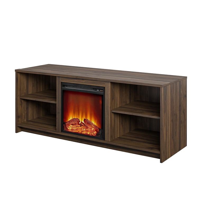 Mainstays Fireplace TV Stand for TVs up to 65, Walnut - Walmart.com