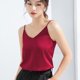 thumbnail image 2 of ZHAOCHENG Primavera y verano Sexy seda satén ropa de abrigo fina suelta dentro de la camisola parte inferior camisa Tops mujeres (negro), 2 of 4