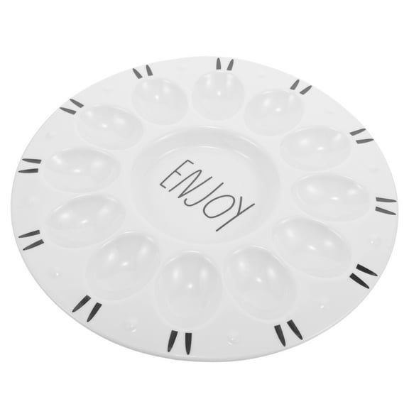 ONAPARTER Easter Egg Tray Ceramic Platter Serving Deviled Eggs Arrangement Seafood Porcelain White （White）